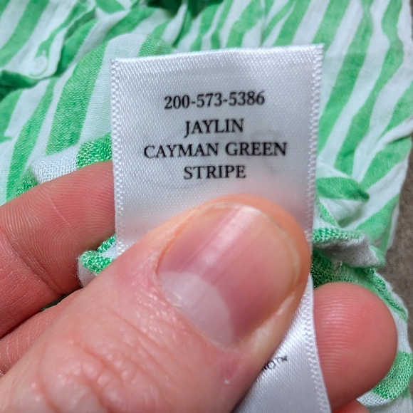 Rails Jaylin Cayman Green White Stripe Linen Blend Women's Button Shirt Large - Picture 7 of 9
